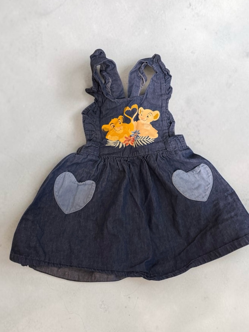 Disney Baby Light Blue Denim Toddler Dress with Colorful Logo Detail